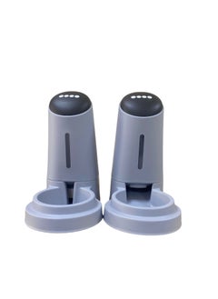HAPPY PUSS Pet water dispenser and feeder.  Feed gravity type, pack of 2; Self-Dispensing gravity pet drinker and feeder. For cats and dogs. Grey color.  - Image 2