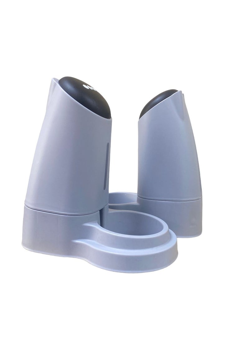 HAPPY PUSS Pet water dispenser and feeder.  Feed gravity type, pack of 2; Self-Dispensing gravity pet drinker and feeder. For cats and dogs. Grey color. - Image 3