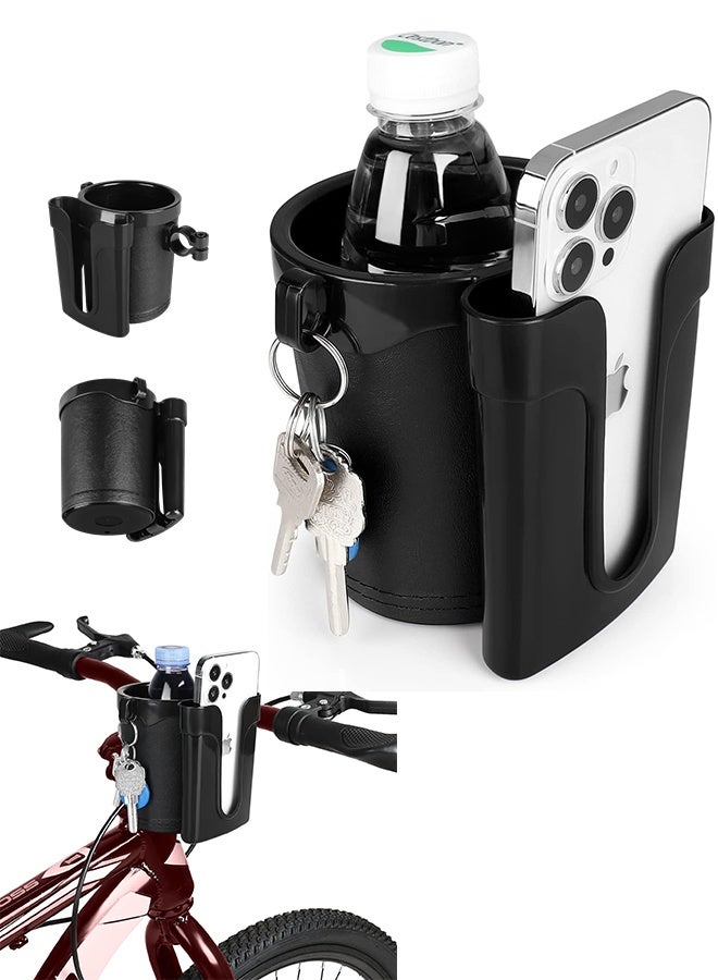 UNUNS 3-In-1 Bike Cup Holder,Motorbike Handlebar Water Bottle Holders+Cell Phone Holder+Keys Holder,Multifunctional Cup Holder For Baby Bottles,Drink Bottle,Beverage Cup,Fit Bicycle Motorcycle Scooter Boat - Image 1
