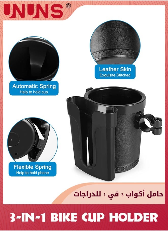 UNUNS 3-In-1 Bike Cup Holder,Motorbike Handlebar Water Bottle Holders+Cell Phone Holder+Keys Holder,Multifunctional Cup Holder For Baby Bottles,Drink Bottle,Beverage Cup,Fit Bicycle Motorcycle Scooter Boat  - Image 2