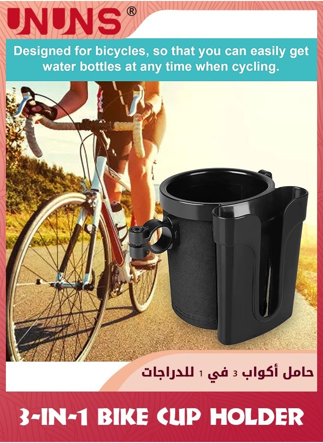 UNUNS 3-In-1 Bike Cup Holder,Motorbike Handlebar Water Bottle Holders+Cell Phone Holder+Keys Holder,Multifunctional Cup Holder For Baby Bottles,Drink Bottle,Beverage Cup,Fit Bicycle Motorcycle Scooter Boat  - Image 5
