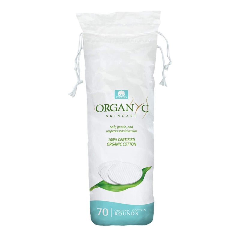 Organyc 100% Organic Cotton Rounds - Biodegradable Cotton, Chemical Free, For Sensitive Skin (70 Count) - Daily Cosmetics. Beauty and Personal Care - Image 1