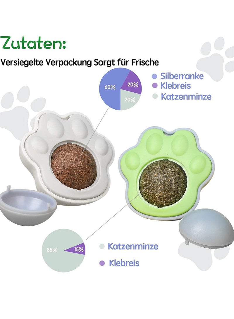 KASTWAVE 4 قطع لعبة كرة النعناع للقطط، شكل مخلب القط على الحائط لعبة نعناع طبيعية نقية أوراق نعناع دوارة مناسبة داخلية توصيل على الحائط لعبة مضغ للقطط لتنظيف أسنان القطط - Image 2