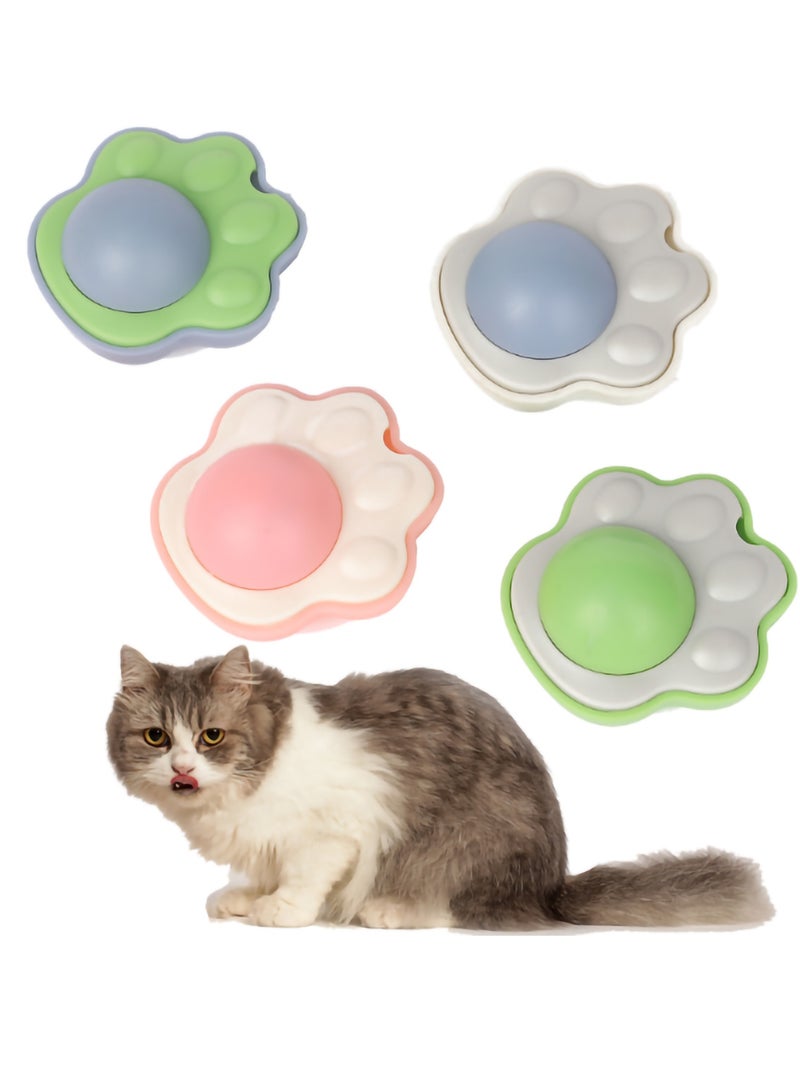 KASTWAVE 4 قطع لعبة كرة النعناع للقطط، شكل مخلب القط على الحائط لعبة نعناع طبيعية نقية أوراق نعناع دوارة مناسبة داخلية توصيل على الحائط لعبة مضغ للقطط لتنظيف أسنان القطط - Image 1