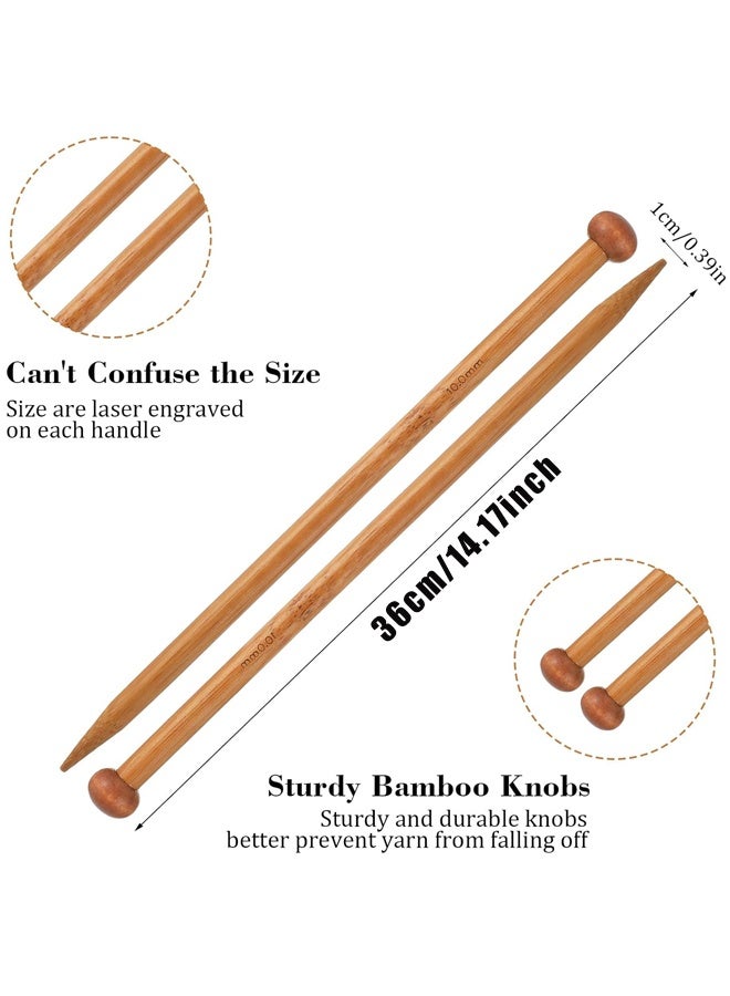 2PCS 10mm Bamboo Knitting Needles, Straight Single Pointed Wooden Needles for Chunky Yarn Sweaters Scarves - Image 2