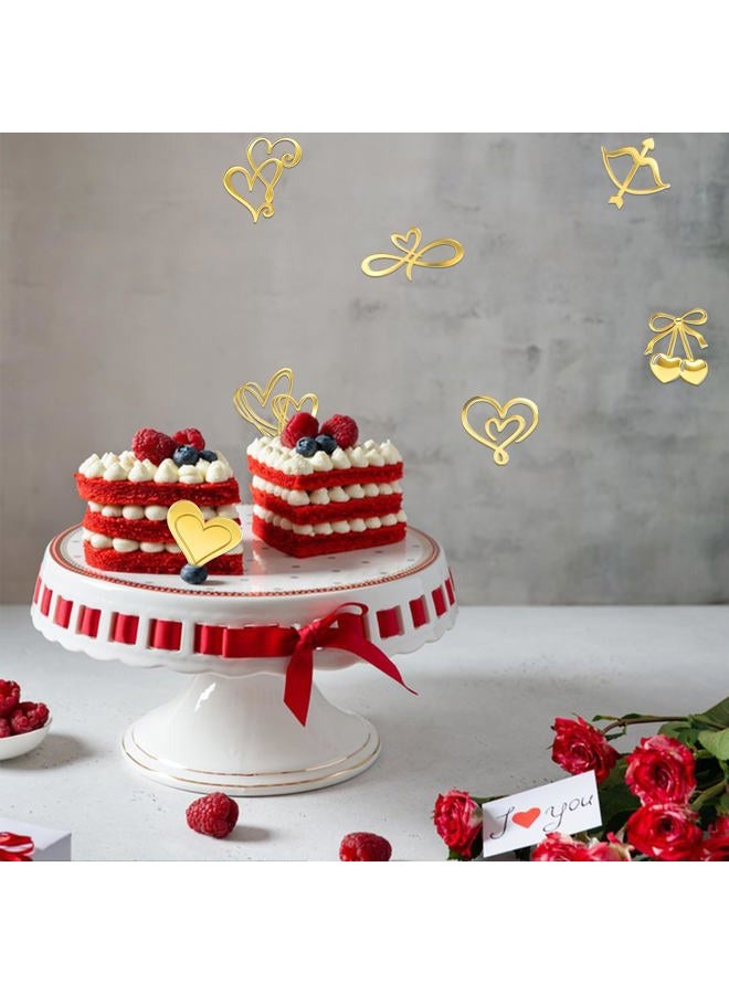 JULBEAR 30 Pcs Love Heart Cupcake Toppers, Happy Valentine's Day Cake Topper Acrylic Decorations for Valentine's Day Wedding Anniversary Engagement Birthday Party Supplies (10 Design) - Image 4