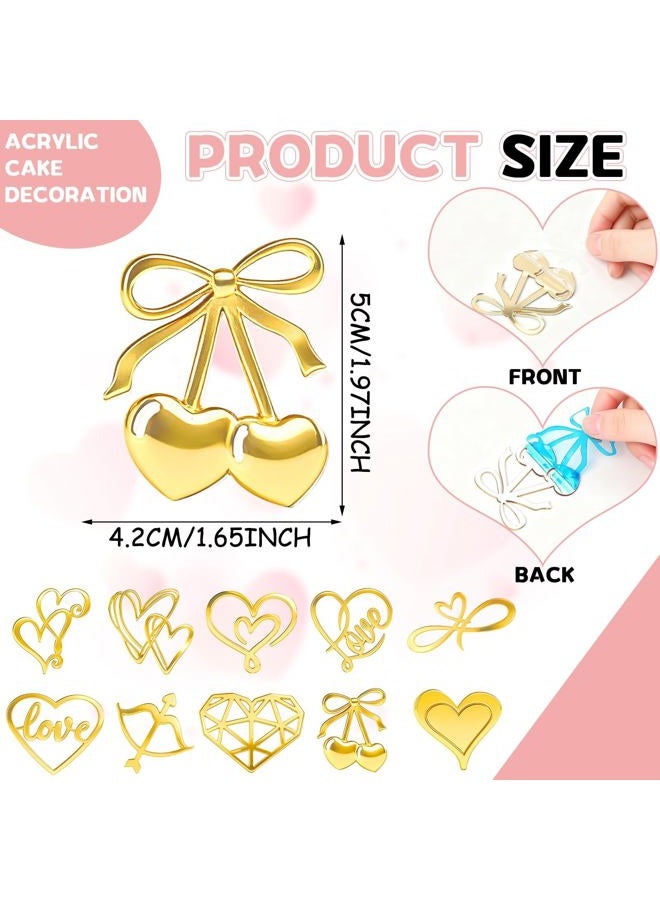 JULBEAR 30 Pcs Love Heart Cupcake Toppers, Happy Valentine's Day Cake Topper Acrylic Decorations for Valentine's Day Wedding Anniversary Engagement Birthday Party Supplies (10 Design) - Image 2