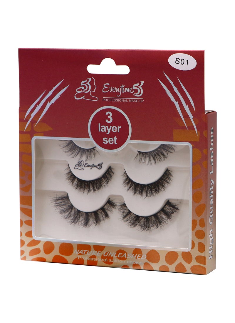 Everytime53 Women's 3 Layer Set Eye Lashes - S01 - Image 2