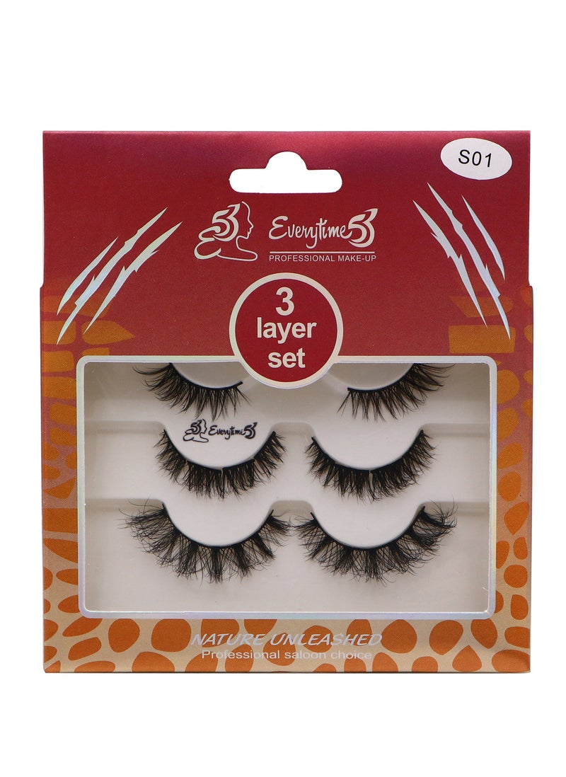 Everytime53 Women's 3 Layer Set Eye Lashes - S01 - Image 1