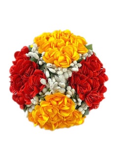 Maahal Maahal Artificial Flower Hair Bun Gajra/Bridal Hair Styling Accessories Women and Girls-Pack of 01-Red&Yellow  - Image 1