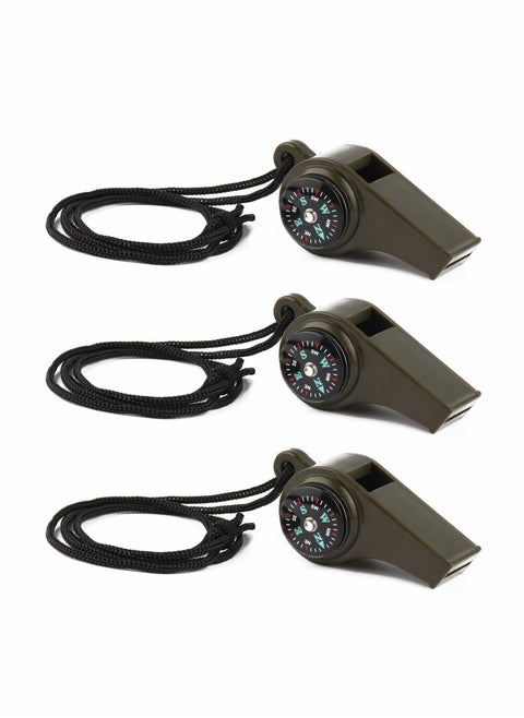 Emergency Survival Whistle, Emergency Whistle with Compass 3 Pack