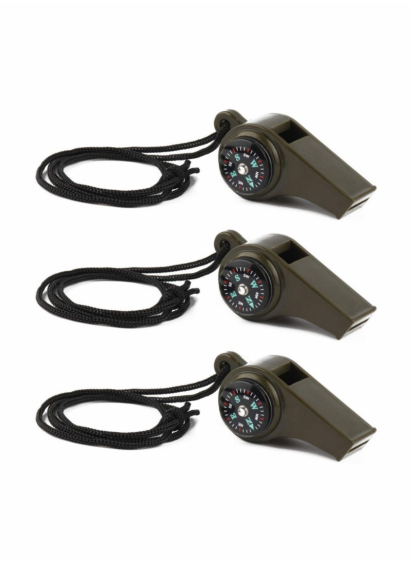 Excefore Emergency Survival Whistle, Emergency Whistle with Compass 3 Pack  - Image 1
