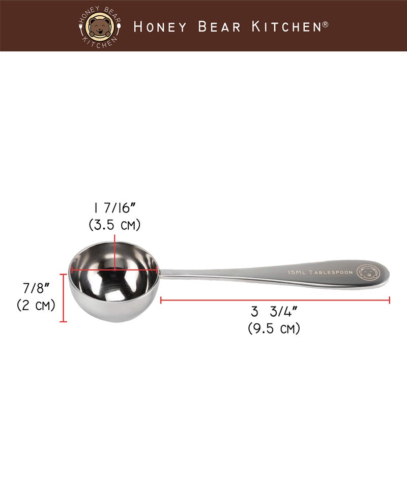 Honey Bear Kitchen 15 ml Tablespoon Measuring Scoops Spoons, Polished Stainless Steel, Set of 2 - Image 3