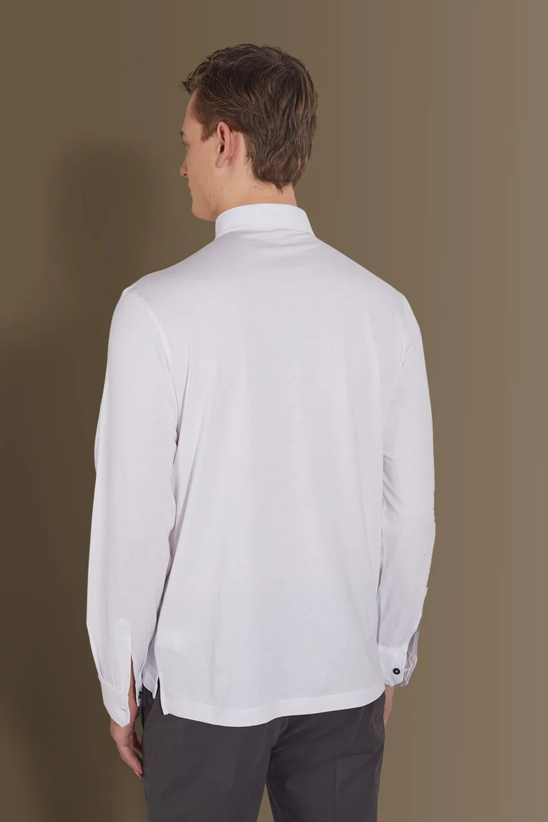 Doppelganger White Long sleeves polo 100% pure supima cotton - White for Men | Best Price UAE