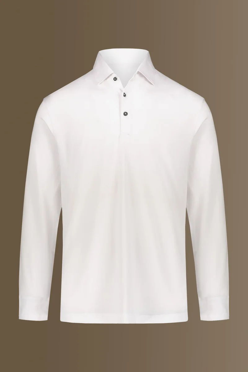 Doppelganger White Long sleeves polo 100% pure supima cotton - White for Men | Best Price UAE