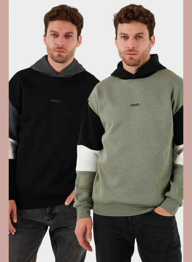 Buratti  Buratti Cotton Relaxed Fit Hooded Furry Inside Soft Raised 2-Pack Sweat Men's SWEAT 5905299S2 for Men | Best Price UAE