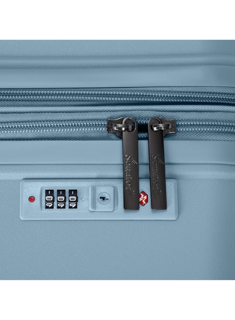 SENATOR Unisex Expandable Hard Case Luggage Lightweight PP Fashion Trolley Luggage with 4 Double Spinner Wheel and Safe Zippers KH1006-Grey Blue - Image 5