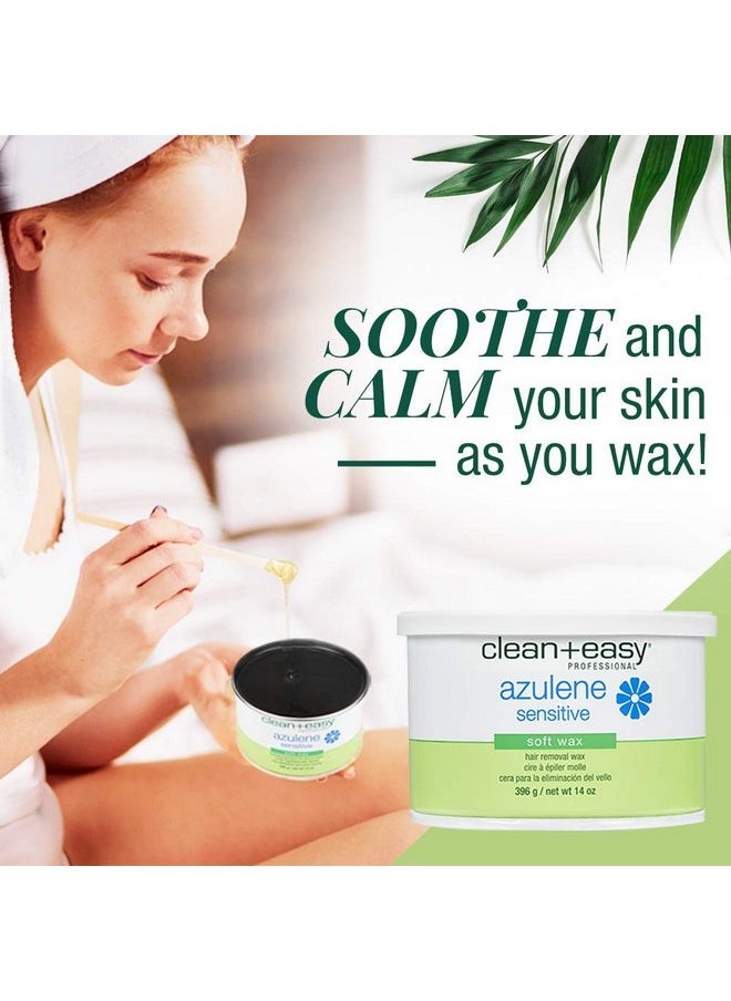 Clean + Easy - Clean + Easy Soft Wax for Hair Removal with Azulene - Gentle Wax for Sensitive Skin, Redness & Irritation Reduction, 14 oz - Image 1