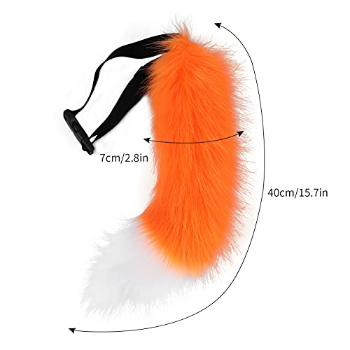 BANLAN Faux Fur Fox Costume Cat Tail Cosplay Halloween Christmas Party Costume One Size, Orange - Image 3