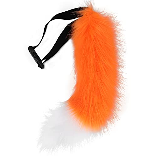 BANLAN Faux Fur Fox Costume Cat Tail Cosplay Halloween Christmas Party Costume One Size, Orange - Image 1
