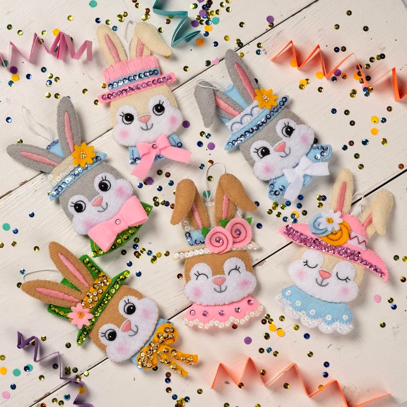 Bucilla Felt Applique 6 Piece Ornament Making Kit, Easter Bonnet Parade, Perfect for DIY Arts and Crafts, 89578E - Image 2