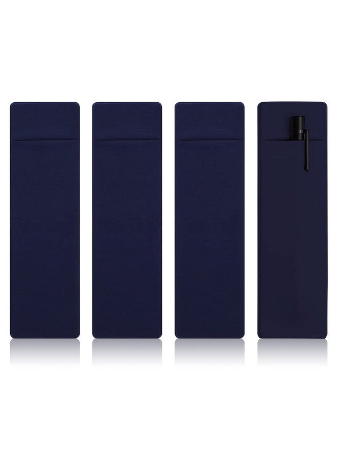 Chihutown Chihutown 4 Pieces Pen Holder for Notebook, Adhesive Pencil Case Sleeve, Pencil Holder Sticker, Stick-On Pen Pocket for Notebook, Planners(dark blue) - Image 1