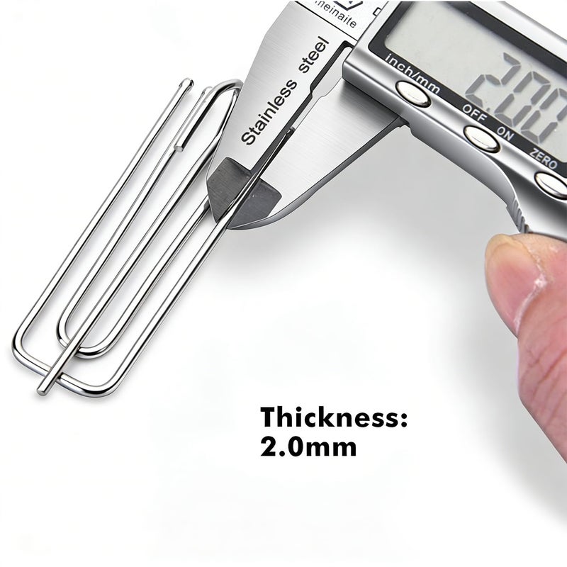 AIDOIT Curtain Pleat Hooks Stainless Steel, 60 Pack Drapery Hook and Pins for Pleated Drapes 4 Prongs Pinch Pleat Hooks for Window Door Bathroom Curtain,(2.7x0.9 inch, Silver) - Image 3