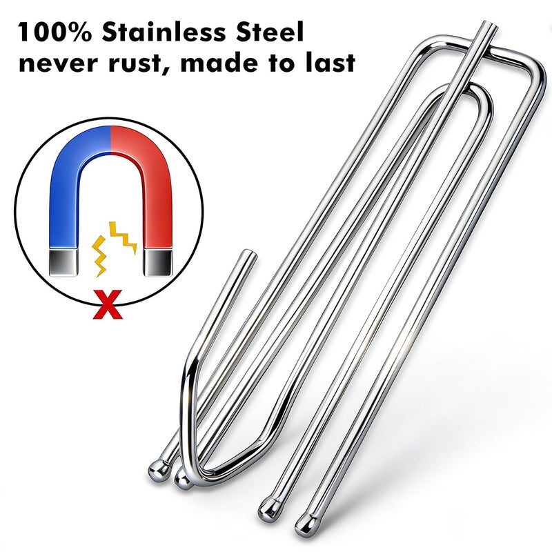 AIDOIT Curtain Pleat Hooks Stainless Steel, 60 Pack Drapery Hook and Pins for Pleated Drapes 4 Prongs Pinch Pleat Hooks for Window Door Bathroom Curtain,(2.7x0.9 inch, Silver) - Image 4