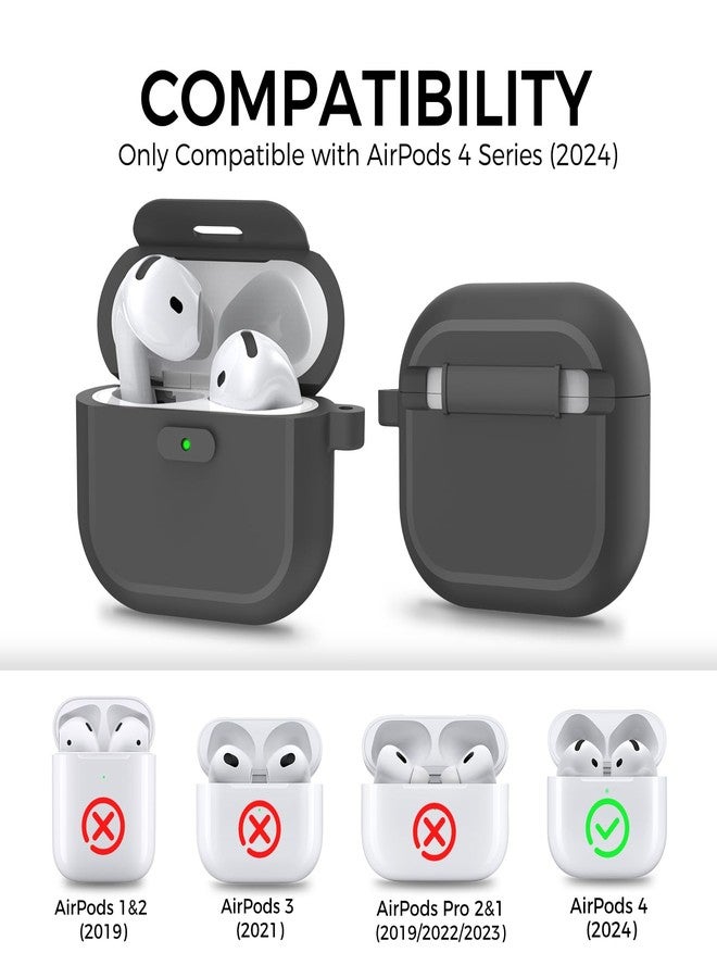 TRONWIN AirPods 4 Case,【with Lock】 2024 Silicone Case for Apple AirPods 4 Generation with Active Noise Cancellation, Secure Lock Cover for AirPod 4 Gen for Women/Men (Black) - Image 2