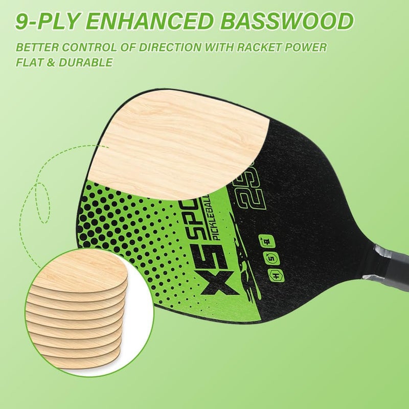 AUGEN Pickleball Paddles Kit with 4 Balls & Portable Bag, Pickleball Racket for Kids Adults Outdoor Family Game Kit Gift for Boys Girls (Red) - Image 4