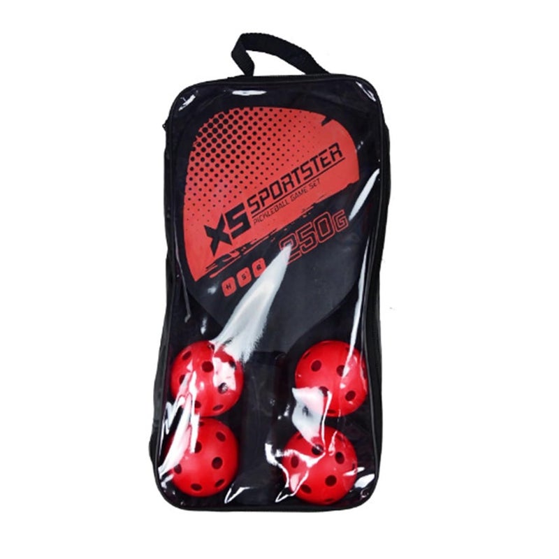 AUGEN Pickleball Paddles Kit with 4 Balls & Portable Bag, Pickleball Racket for Kids Adults Outdoor Family Game Kit Gift for Boys Girls (Red) - Image 2