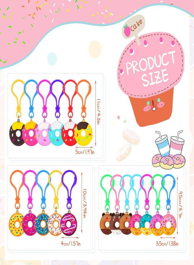 Zhehao 36 Pcs Sweet Donut Keychain Donut Party Favors Kids Key Chains for Backpacks Pendant Sweet Theme for Kid Toy Ornament Souvenirs Gift - Image 2