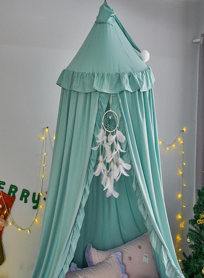 VETHIN Bed Canopy for Girls,Princess Round Dome Dreamy Mosquito Net Bedding Girls Room Castle Play Tent Hanging House Decor Reading Nook Canopies (Green) - Image 5
