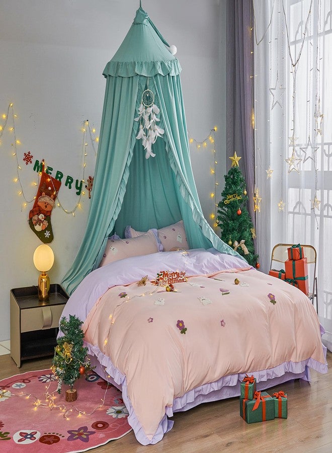 VETHIN Bed Canopy for Girls,Princess Round Dome Dreamy Mosquito Net Bedding Girls Room Castle Play Tent Hanging House Decor Reading Nook Canopies (Green) - Image 2