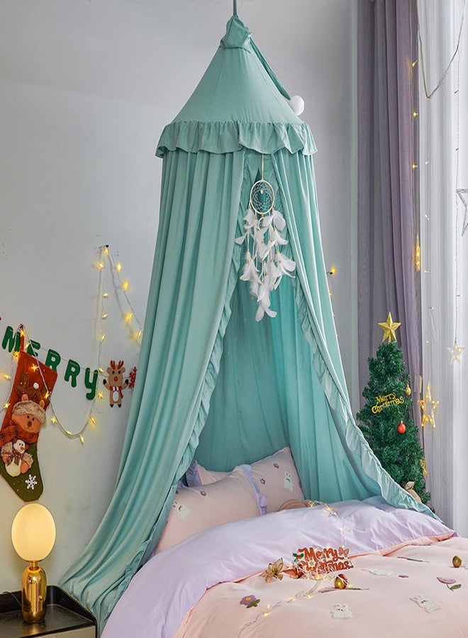 VETHIN Bed Canopy for Girls,Princess Round Dome Dreamy Mosquito Net Bedding Girls Room Castle Play Tent Hanging House Decor Reading Nook Canopies (Green) - Image 1