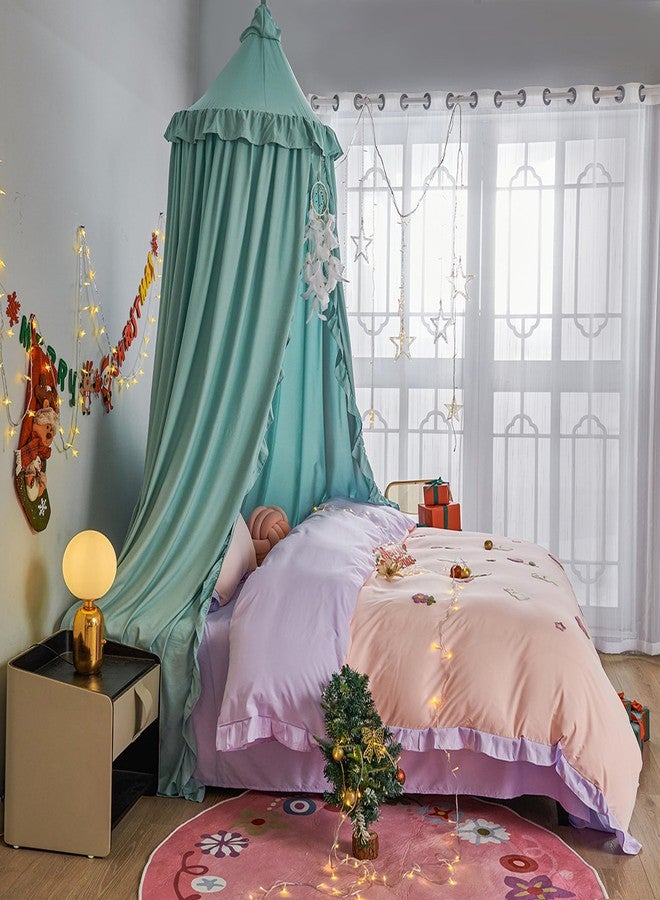 VETHIN Bed Canopy for Girls,Princess Round Dome Dreamy Mosquito Net Bedding Girls Room Castle Play Tent Hanging House Decor Reading Nook Canopies (Green) - Image 3