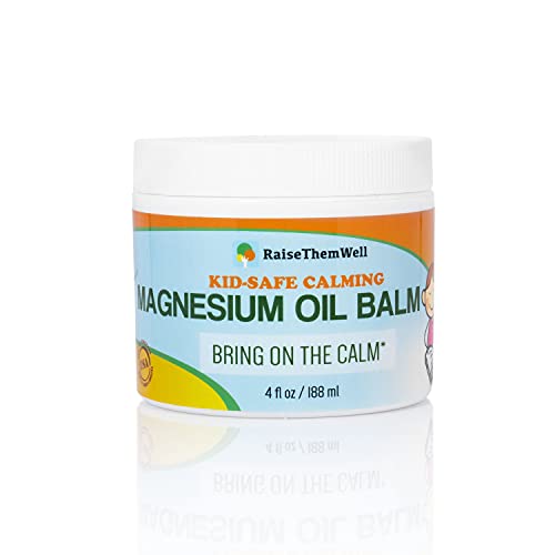 Raise Them Well Kids Calming Magnesium Balm 4 fl oz Natural Anxiety Sleep Support Cream with Lavender Coconut Oil Jojoba Soothing Magnesium Oil for Toddlers Children