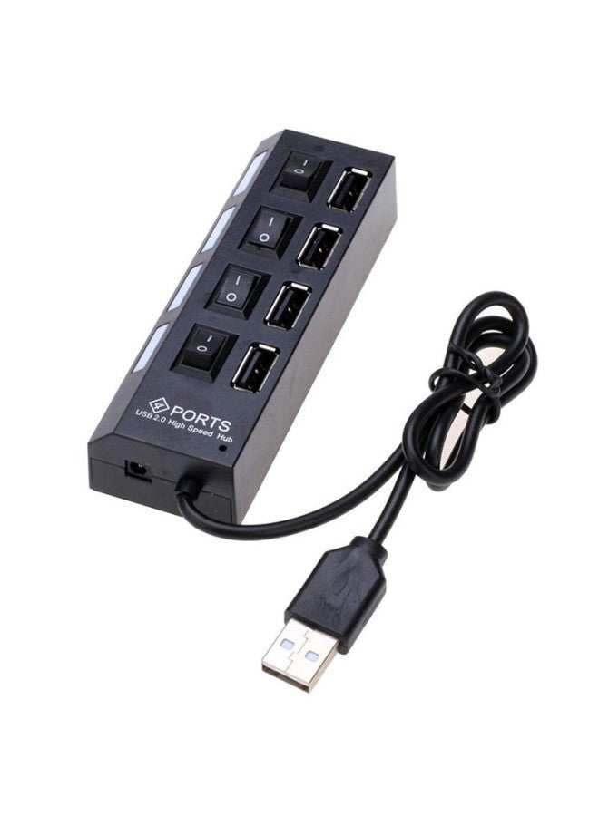 نيوترل موزع USB 7 منافذ أبيض وأسود مع ضوء مؤشر - محول توسعة 4 منافذ - Image 3