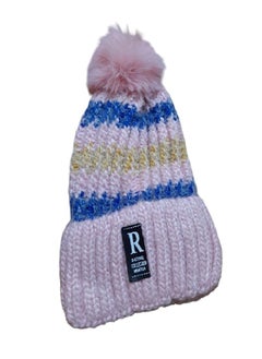 Winter ice cap made of durable, high-quality wool yarn. It is lined on the inside in a way that makes you feel warm in a wonderful way ()Pink-blue-yellow.