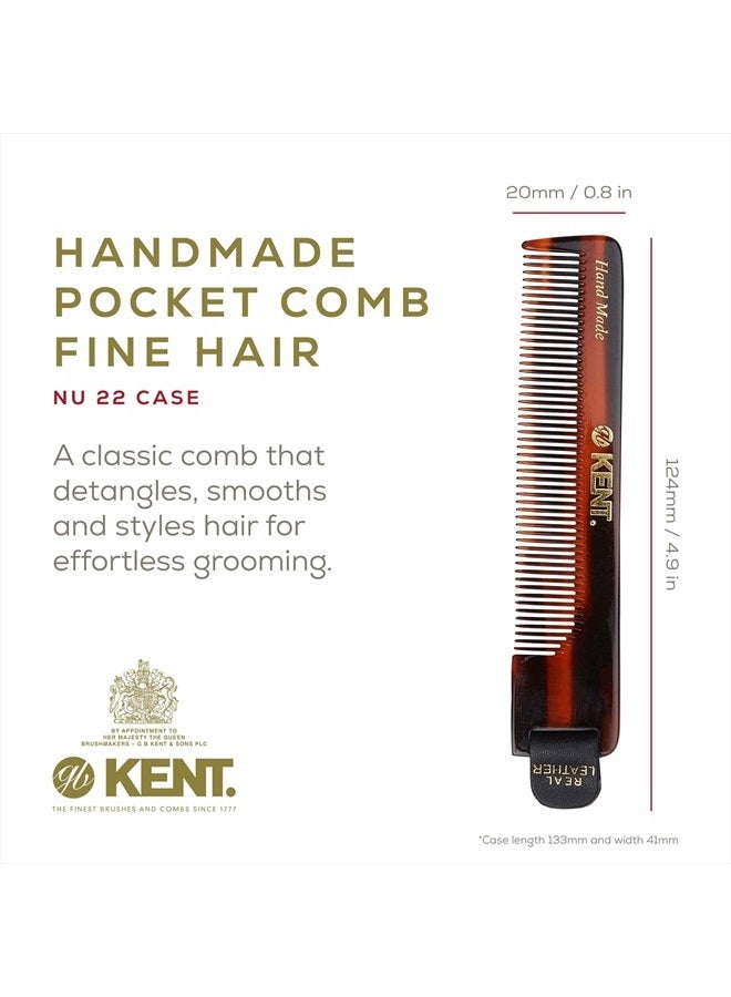 Kent NU22 Handmade All Fine Tooth Pocket Comb for Men, Women and Kids, Hair Comb Straightener for Everyday Grooming Styling Hair, Beard and Mustache, Saw Cut and Hand Polished, Made in England - Image 2