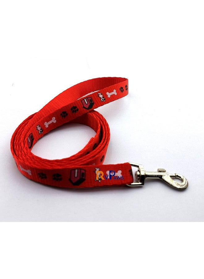 حزام طوق من النايلون الناعم مطبوع عليه مخلب/عظمة مقاس 15 مم مع حزام رقبة سريع الفتح وقابل للتنفس، مثالي للجراء والكلاب الصغيرة - أحمر - Image 3