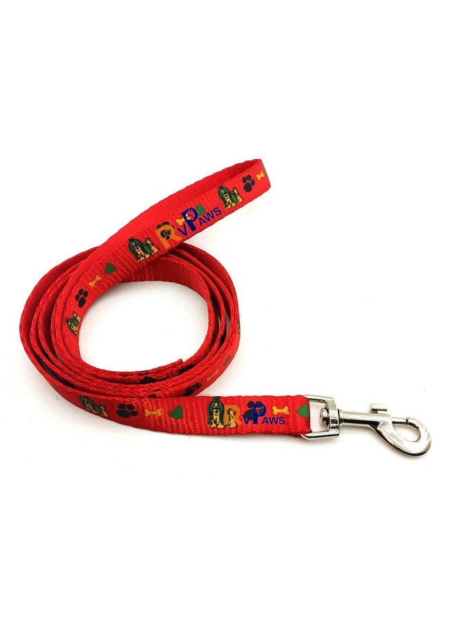 حزام طوق من النايلون الناعم مطبوع عليه مخلب/عظمة مقاس 15 مم مع حزام رقبة سريع الفتح وقابل للتنفس، مثالي للجراء والكلاب الصغيرة - أحمر - Image 4