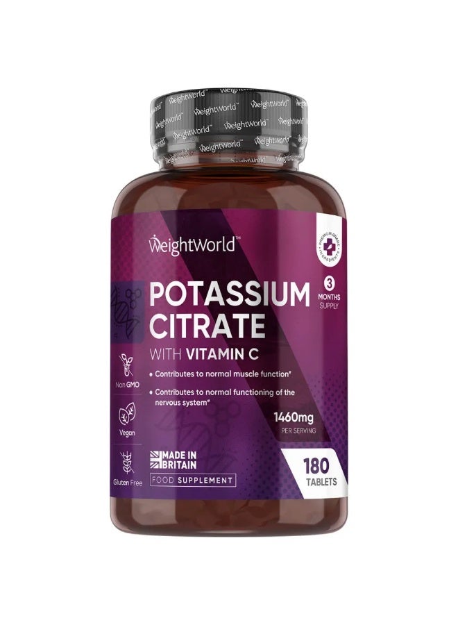 أقراص سترات البوتاسيوم 1460 مجم – 180 قرص، صنع في المملكة المتحدة – تدعم توازن الإلكتروليتات، وظائف العضلات وصحة القلب - Image 1