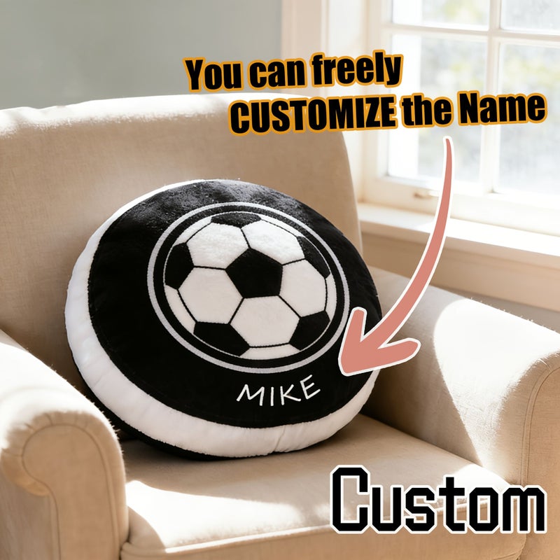 Custom Football Shaped Pillow with Name Print 45cm Fan Gift for Sofa - Image 2