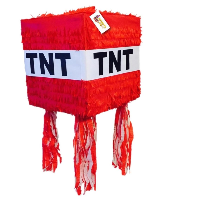 A Pinata 4 U APINATA4U Red Tnt Cube Pinata Game Themed Birthday Party Decoration Great for Diy Decorate Your Own Theme Party Celebration Gift for Kids and Game Lovers Pixel Block Pinata for Fun Party Decor - Image 3
