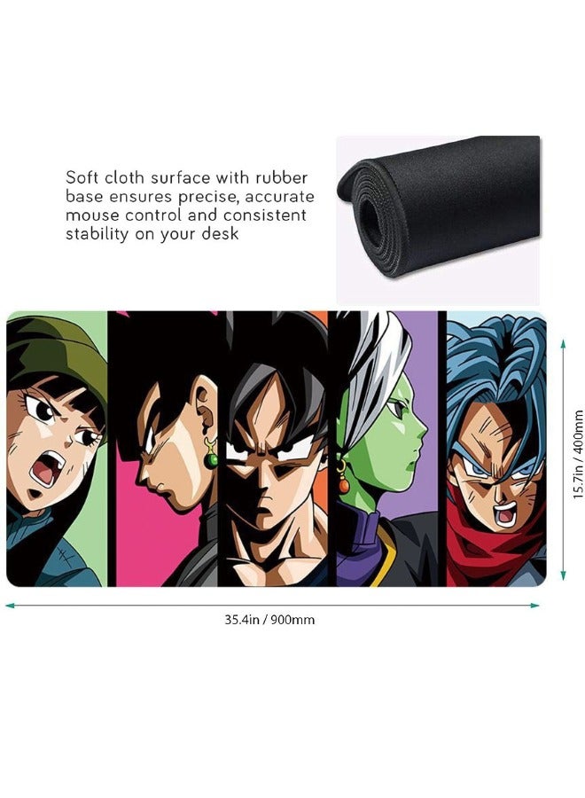 لوحة ماوس أنيمي دراغون بول، لوحة ماوس أنيمي، لوحة ماوس للألعاب، لوحة ماوس كبيرة، لوحة ماوس لوحة مفاتيح ممتدة مع قاعدة غير قابلة للانزلاق وحواف مخيطة، 15.7 × 35.4 بوصة - Image 3