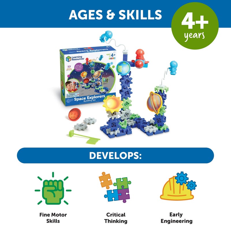 Learning Resources Learning Resources Gears! Gears! Gears! Space Explorers Building Set, 77 Pieces, Ages 4+, Gears & Construction Toy, STEM Toys, Gears for Kids - Image 5