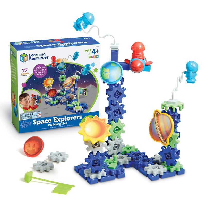 Learning Resources Learning Resources Gears! Gears! Gears! Space Explorers Building Set, 77 Pieces, Ages 4+, Gears & Construction Toy, STEM Toys, Gears for Kids - Image 1