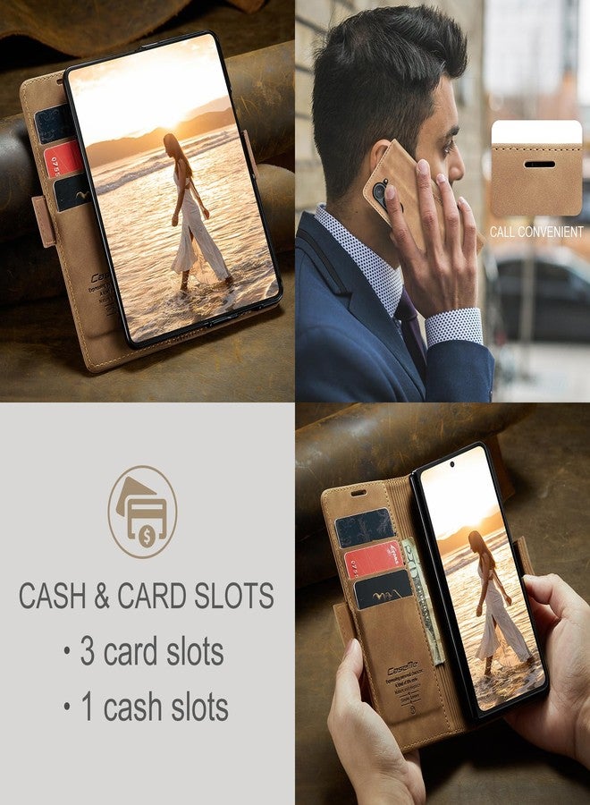 Kowauri جراب Kowauri لهاتف Samsung Galaxy Z Fold 6، جراب جلدي كلاسيكي بتصميم محفظة، إغلاق مغناطيسي، قابل للطي مع مسند، فتحة لحامل البطاقات، غطاء واقٍ مقاوم للصدمات لهاتف Samsung Galaxy Z Fold 6 5G (بني) - Image 5