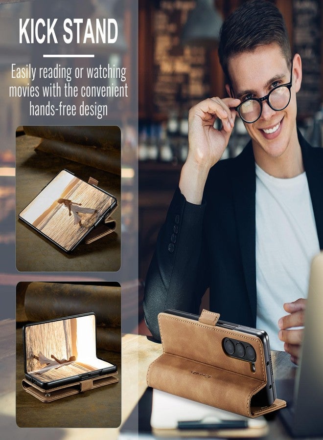 Kowauri جراب Kowauri لهاتف Samsung Galaxy Z Fold 6، جراب جلدي كلاسيكي بتصميم محفظة، إغلاق مغناطيسي، قابل للطي مع مسند، فتحة لحامل البطاقات، غطاء واقٍ مقاوم للصدمات لهاتف Samsung Galaxy Z Fold 6 5G (بني) - Image 4